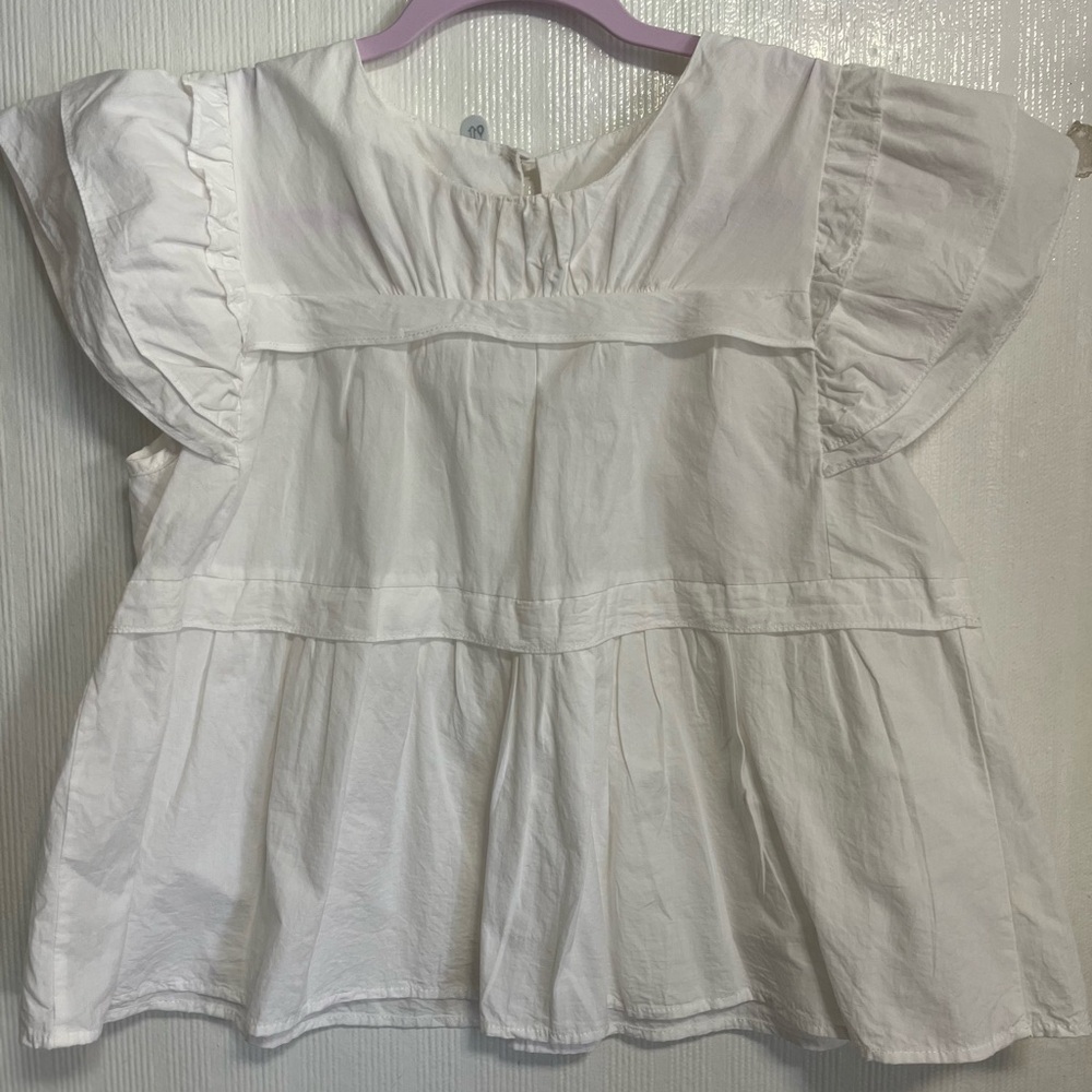 White Ruffled Women's Blouse - Picture 2 of 7